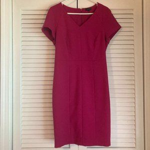 V-neck fuchsia cap sleeve dress